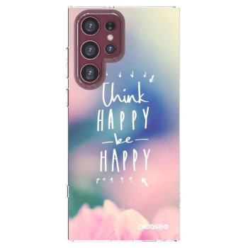 Picasee silikonowe przeźroczyste etui na Samsung Galaxy S22 Ultra 5G - Think happy be happy