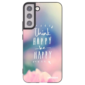 Picasee silikonowe czarne etui na Samsung Galaxy S22+ 5G - Think happy be happy