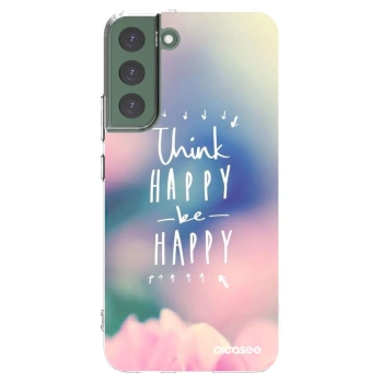 Picasee silikonowe przeźroczyste etui na Samsung Galaxy S22+ 5G - Think happy be happy