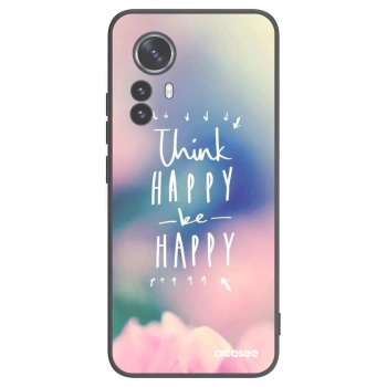 Picasee silikonowe czarne etui na Xiaomi 12 Pro - Think happy be happy