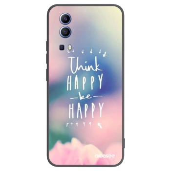 Picasee silikonowe czarne etui na Vivo Y52 5G - Think happy be happy