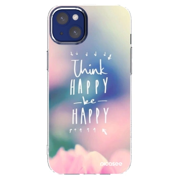 Picasee silikonowe przeźroczyste etui na Apple iPhone 14 Plus - Think happy be happy