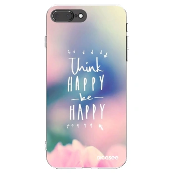 Picasee silikonowe przeźroczyste etui na Apple iPhone 8 Plus - Think happy be happy