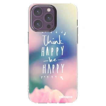 Picasee silikonowe przeźroczyste etui na Apple iPhone 14 Pro Max - Think happy be happy