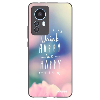Picasee silikonowe czarne etui na Xiaomi 12T Pro - Think happy be happy
