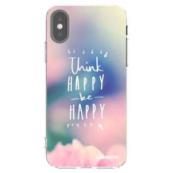 Picasee silikonowe przeźroczyste etui na Apple iPhone X/XS - Think happy be happy