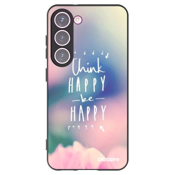 Picasee silikonowe czarne etui na Samsung Galaxy S23 5G - Think happy be happy