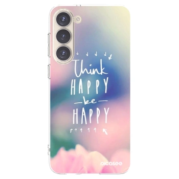 Picasee silikonowe przeźroczyste etui na Samsung Galaxy S23+ 5G - Think happy be happy