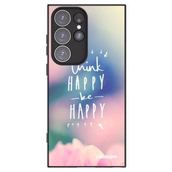 Picasee silikonowe czarne etui na Samsung Galaxy S23 Ultra 5G - Think happy be happy