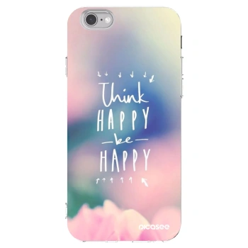 Picasee silikonowe przeźroczyste etui na Apple iPhone 6/6S - Think happy be happy