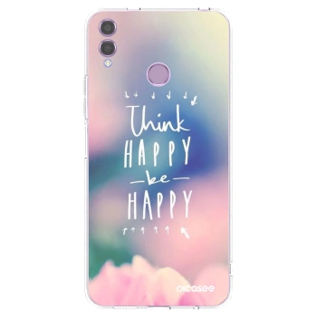 Picasee silikonowe przeźroczyste etui na Honor 8X - Think happy be happy