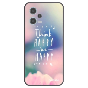 Picasee silikonowe czarne etui na Xiaomi Redmi Note 12 5G - Think happy be happy