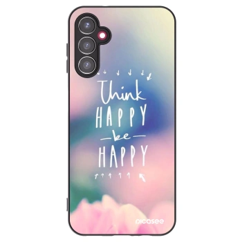 Picasee silikonowe czarne etui na Samsung Galaxy A14 4G A145R - Think happy be happy