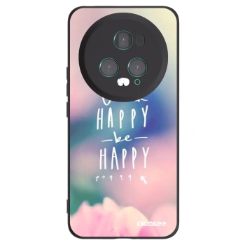 Picasee silikonowe czarne etui na Honor Magic5 Pro - Think happy be happy