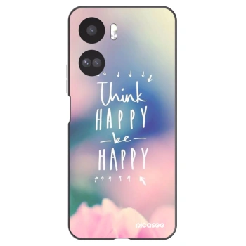 Picasee silikonowe czarne etui na Honor 90 Lite 5G - Think happy be happy