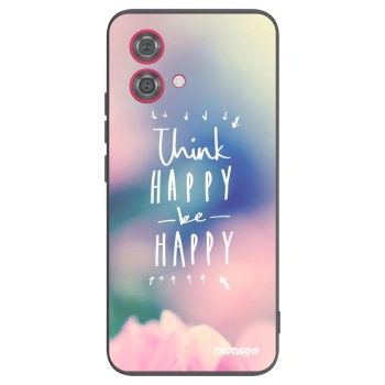 Picasee silikonowe czarne etui na Motorola Moto G84 5G - Think happy be happy