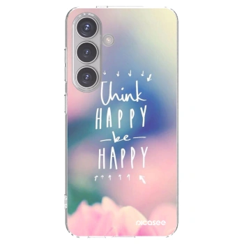 Picasee silikonowe przeźroczyste etui na Samsung Galaxy S24 S921B 5G - Think happy be happy