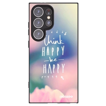 Picasee silikonowe czarne etui na Samsung Galaxy S24 Ultra S928B 5G - Think happy be happy