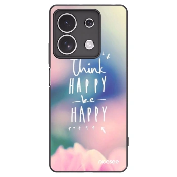 Picasee silikonowe czarne etui na Xiaomi Redmi Note 13 4G - Think happy be happy