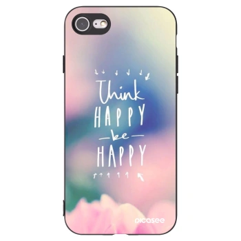 Picasee silikonowe czarne etui na Apple iPhone 8 - Think happy be happy