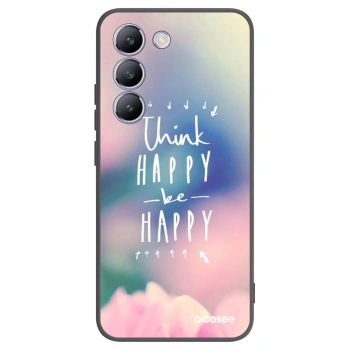 Picasee silikonowe czarne etui na Vivo V40 SE 5G - Think happy be happy