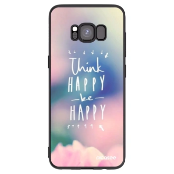 Picasee silikonowe czarne etui na Samsung Galaxy S8 G950F - Think happy be happy