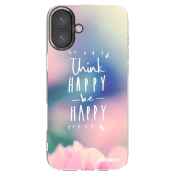 Picasee silikonowe przeźroczyste etui na Apple iPhone 16 Plus - Think happy be happy