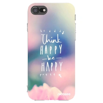 Picasee silikonowe przeźroczyste etui na Apple iPhone 7 - Think happy be happy