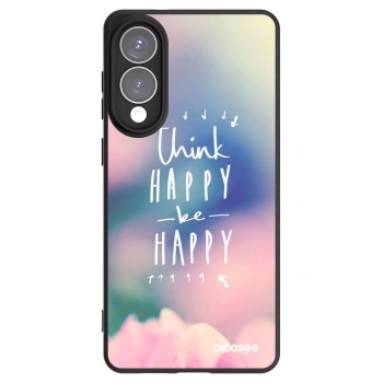 Picasee silikonowe czarne etui na Samsung Galaxy S25 Edge 5G - Think happy be happy