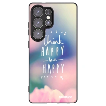 Picasee silikonowe czarne etui na Samsung Galaxy S25 Ultra 5G - Think happy be happy