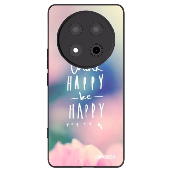 Picasee silikonowe czarne etui na Honor Magic7 Lite 5G - Think happy be happy