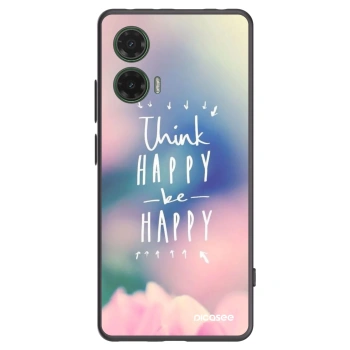 Picasee silikonowe czarne etui na Motorola Moto G35 5G - Think happy be happy