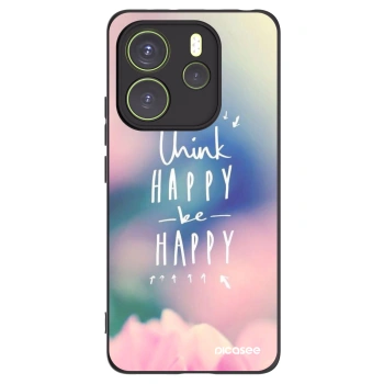 Picasee silikonowe czarne etui na Xiaomi Redmi Note 14 4G - Think happy be happy