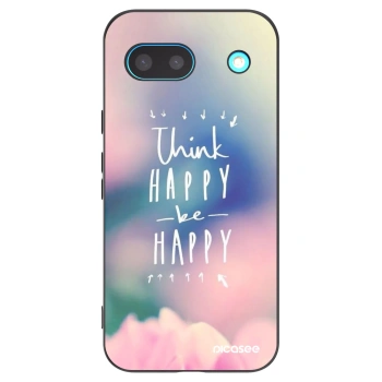 Picasee silikonowe czarne etui na Google Pixel 8a - Think happy be happy