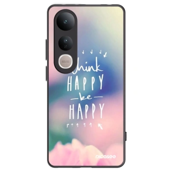 Picasee silikonowe czarne etui na Vivo V50 Lite 5G - Think happy be happy
