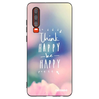 Picasee silikonowe czarne etui na Huawei P30 - Think happy be happy