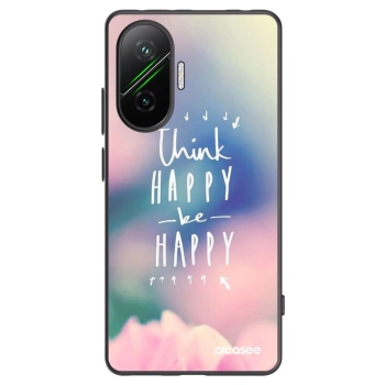 Picasee silikonowe czarne etui na Xiaomi Poco F7 Pro 5G - Think happy be happy