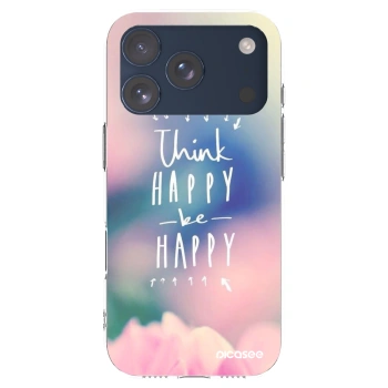 Picasee silikonowe przeźroczyste etui na Apple iPhone 17 Pro - Think happy be happy