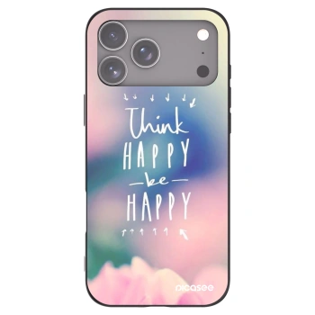 Picasee silikonowe czarne etui na Apple iPhone 17 Pro Max - Think happy be happy