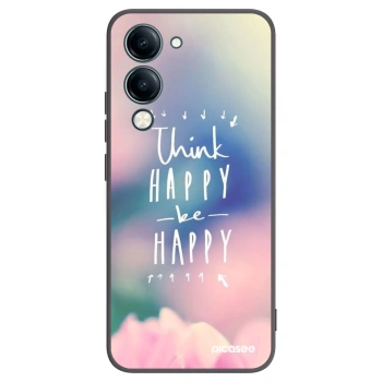 Picasee silikonowe czarne etui na Vivo Y29s 5G - Think happy be happy
