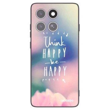 Picasee silikonowe czarne etui na Motorola Edge 60 Fusion - Think happy be happy