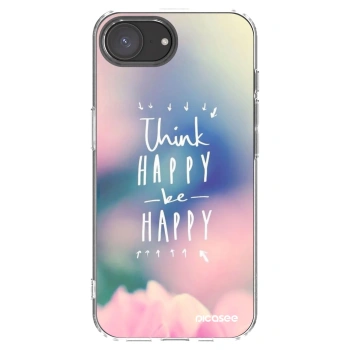 Picasee silikonowe przeźroczyste etui na Apple iPhone 17e - Think happy be happy