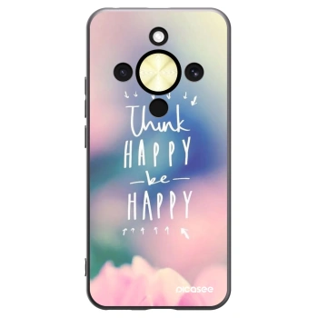 Picasee silikonowe czarne etui na Honor Magic8 Lite 5G - Think happy be happy