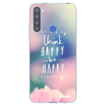 Picasee silikonowe przeźroczyste etui na Xiaomi Redmi Note 8T - Think happy be happy