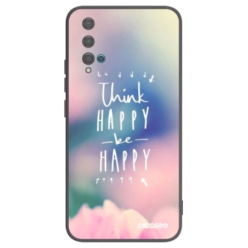Picasee silikonowe czarne etui na Huawei Nova 5T - Think happy be happy