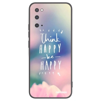 Picasee silikonowe czarne etui na Samsung Galaxy S20 G980F - Think happy be happy