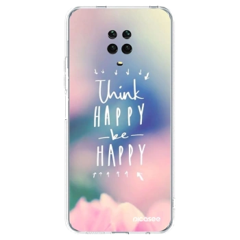 Picasee silikonowe przeźroczyste etui na Xiaomi Redmi Note 9 Pro - Think happy be happy