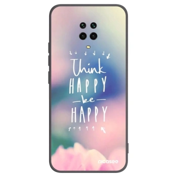 Picasee silikonowe czarne etui na Xiaomi Redmi Note 9 Pro - Think happy be happy
