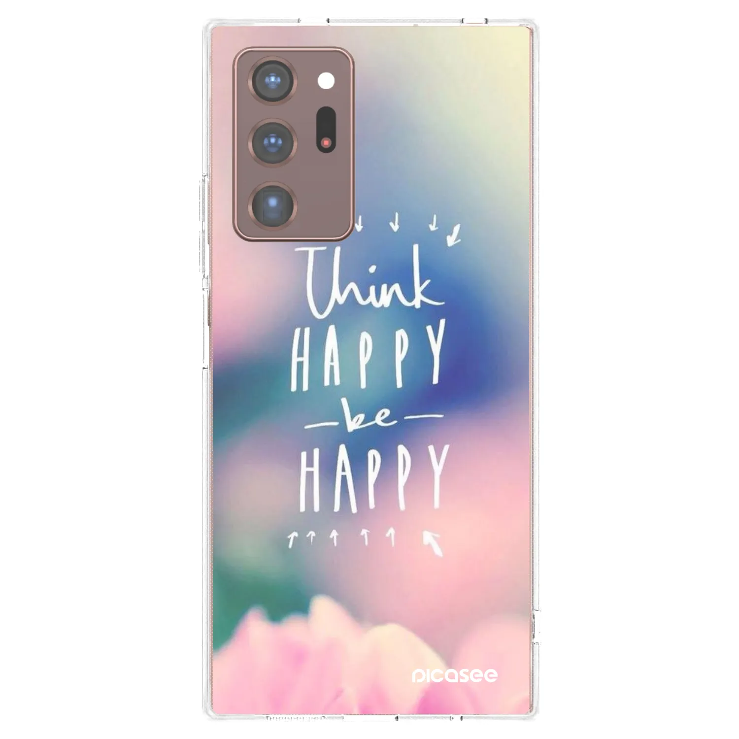 Picasee silikonowe przeźroczyste etui na Samsung Galaxy Note 20 Ultra - Think happy be happy