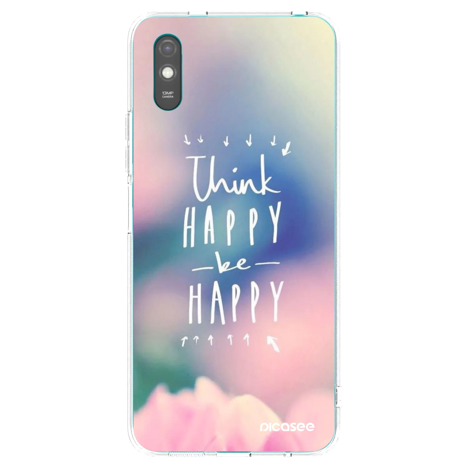 Picasee silikonowe przeźroczyste etui na Xiaomi Redmi 9A - Think happy be happy